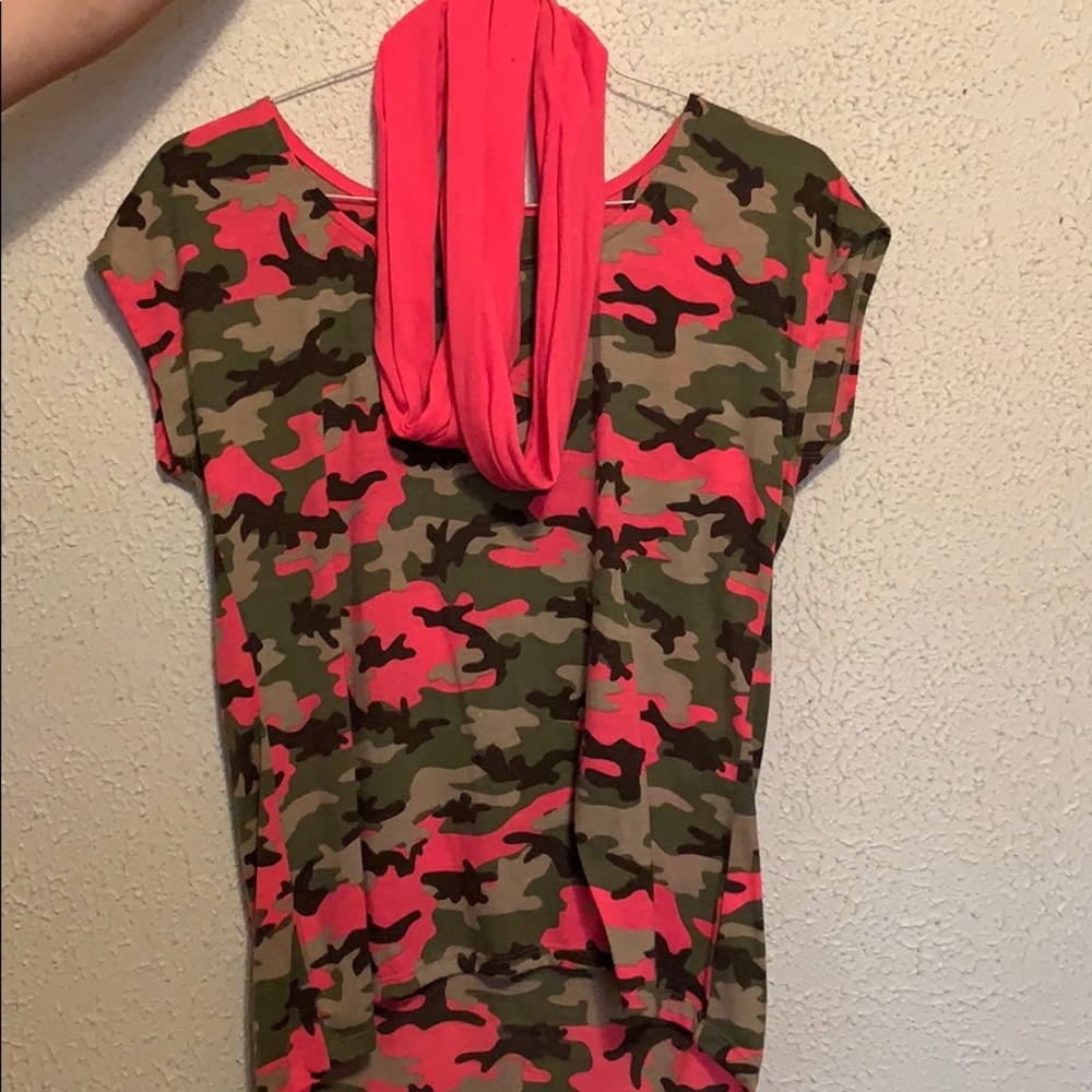 Camo shirt with scarf